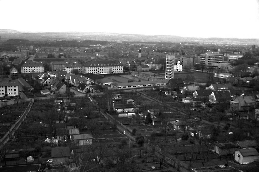 19750412 Göttingen von oben Feuerwache