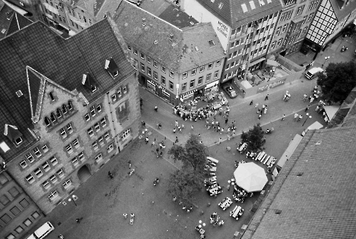 19900826 Göttingen von oben, Markt, Gotmarstr